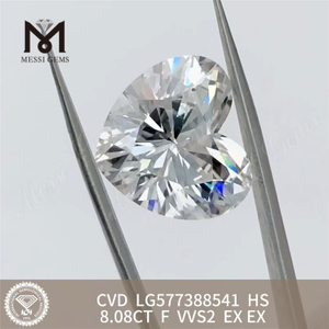 8.08CT F VVS2 EX HS Heart shape CVD fabricated diamonds LG577388541丨Messigems