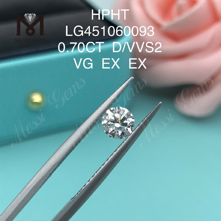 0.7 carat HPHT D VVS2 VERY GOOD Round lab made diamonds