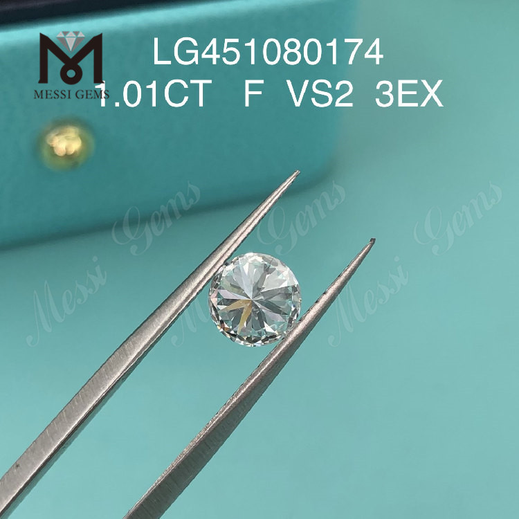 1.01ct F VS2 RD 3EX Cut Grade lab grown diamond