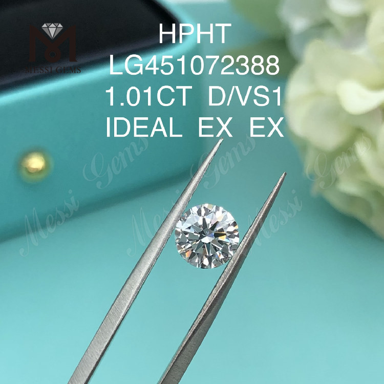 1.01 ct D VS1 Round IDEL Cut Grade lab grown diamond HPHT