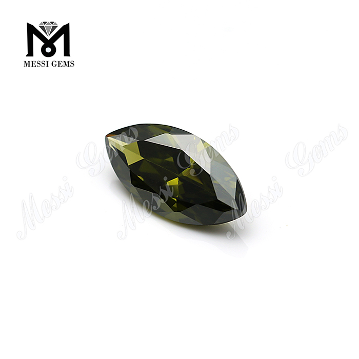 Loose Gemstone Marquise cut Color play or fire Olive cubic zirconia 