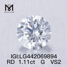 1.11 carat G VS2 Round BRILLIANT IDEAL 2EX lab grown diamond 1 carat