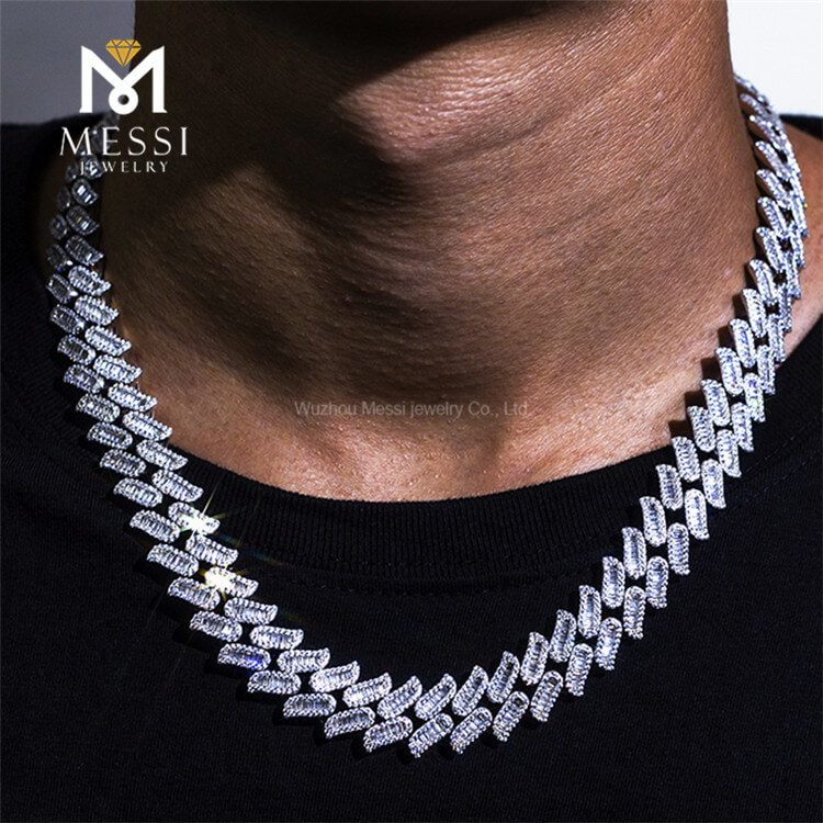 Hiphop Jewelry Cuban Necklace Ice Out Moissanite Cuban Link Chain