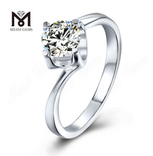1ct Moissanite Solitaire Ring 14k Gold Plating Wedding Silver Ring