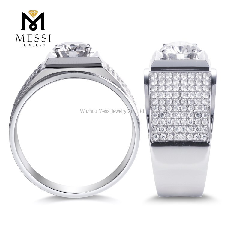 18k gold lab diamond men rings 0.227ct/54pcs loose synthetic diamonds ring for men