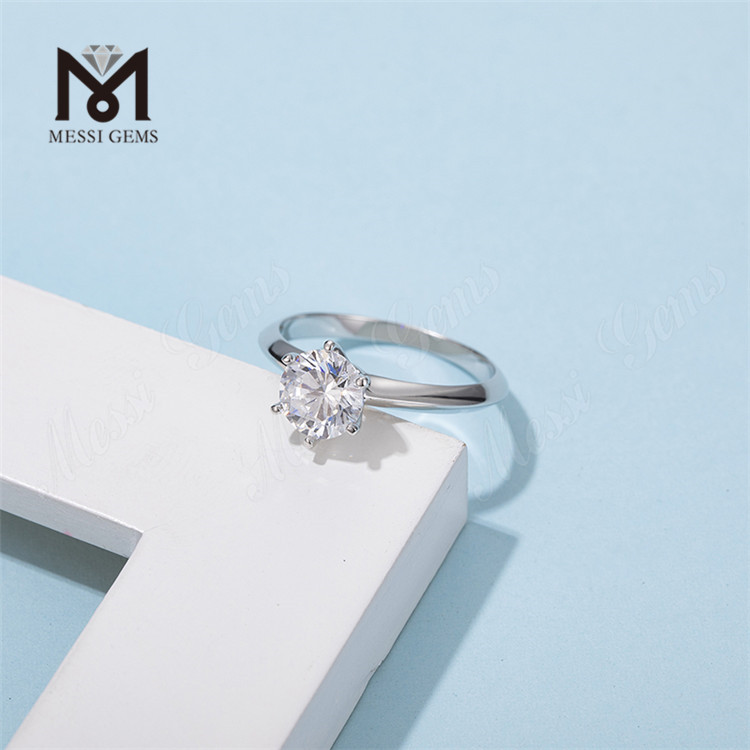 Messi Gems 1ct moissanite solitaire 925 sterling ring for engagement wedding