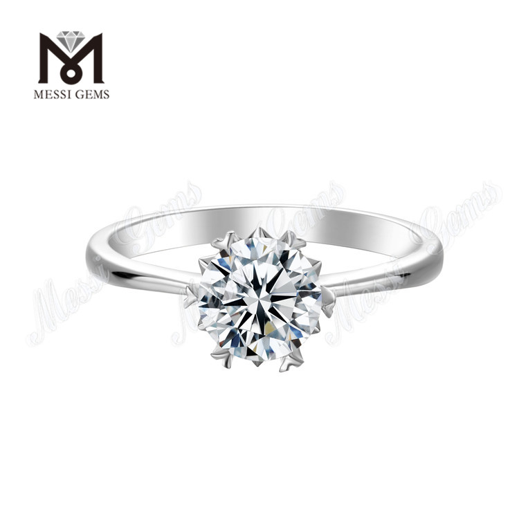 Messi Gems classic round moissanite diamond eternity 925 sterling silver ring