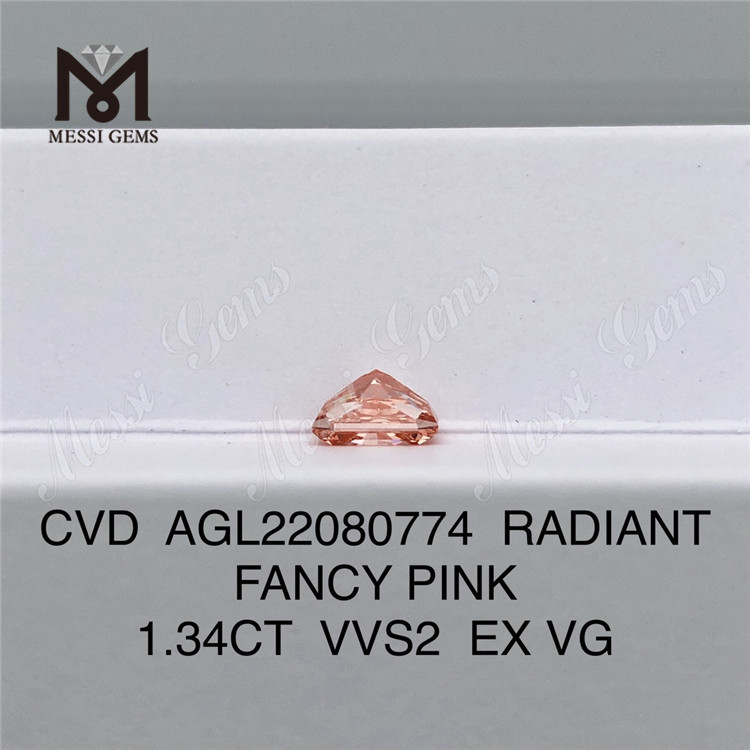 1.34CT FANCY PINK VVS2 EX VG RADIANT lab diamond CVD AGL22080774