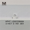 3.14CT D VS1 3EX HPHT lab grown diamond IGI