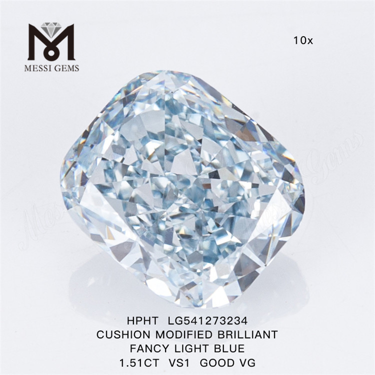 1.51CT CUSHION FANCY LIGHT BLUE VS1 GOOD VG HPHT lab diamond LG541273234