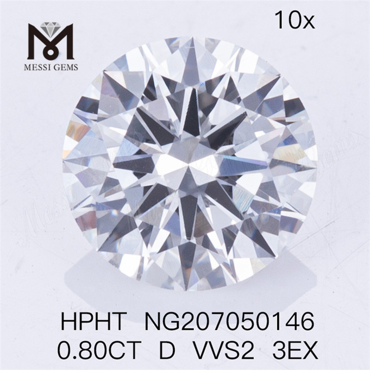 HPHT 0.80CT D VVS2 3EX Round shape Man Made Diamond