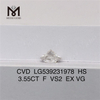 3.55ct D HPHT lab diamond VS HEART man made diamonds in stock