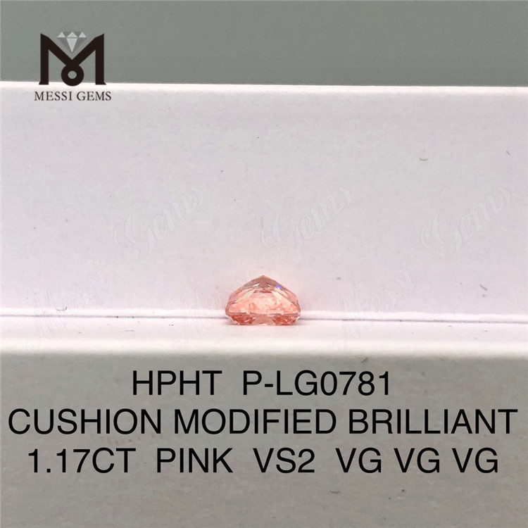 1.17CT CUSHION PINK VS2 3VG HPHT lab grown diamond P-LG0781 