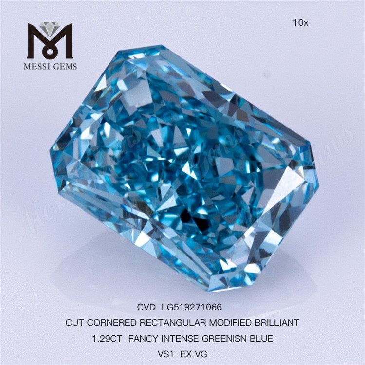 1.29CT FANCY BLUE RECTANGULAR lab diamond CVD LG519271066 