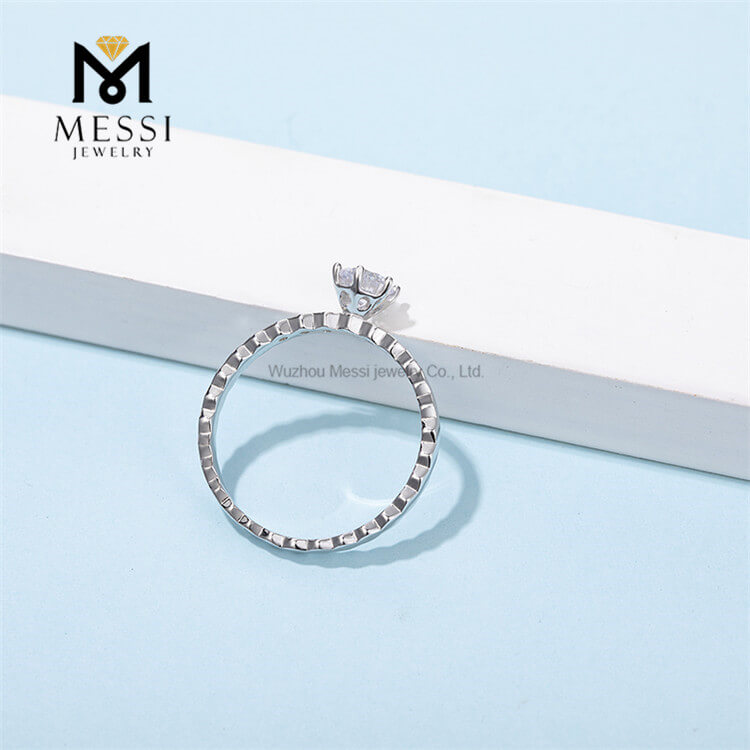 Chinese jewelry manufacturer prong setting moissanite woman ring sterling silver 925 jewellery ring