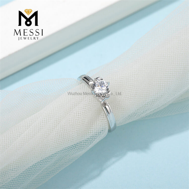 Classic Micro Inlays Gold Plated 925 Silver 1 Carat DEF Moissanite Diamond Jewellery Ring for Engagement