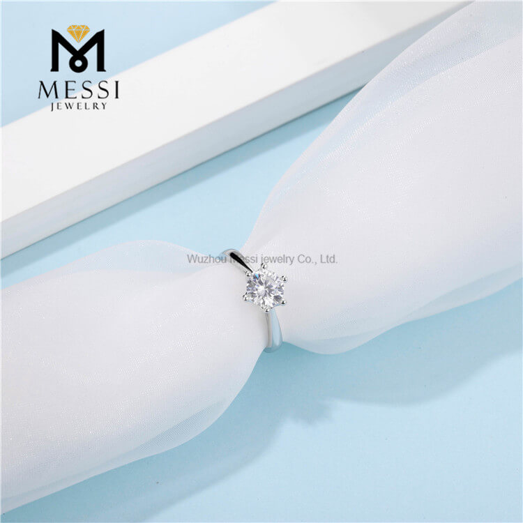 Customize jewelry 6 Claws 14k gold plated 1ct Moissanite 925 silver Ring