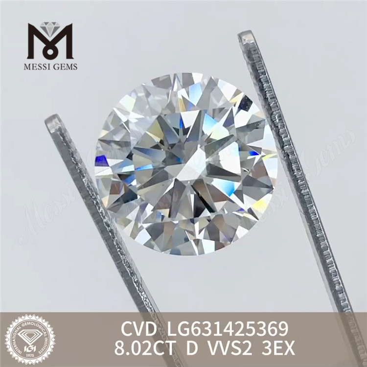 8.02CT white the diamond lab round D VVS2 3EX IGI LG631425369丨Messigems 