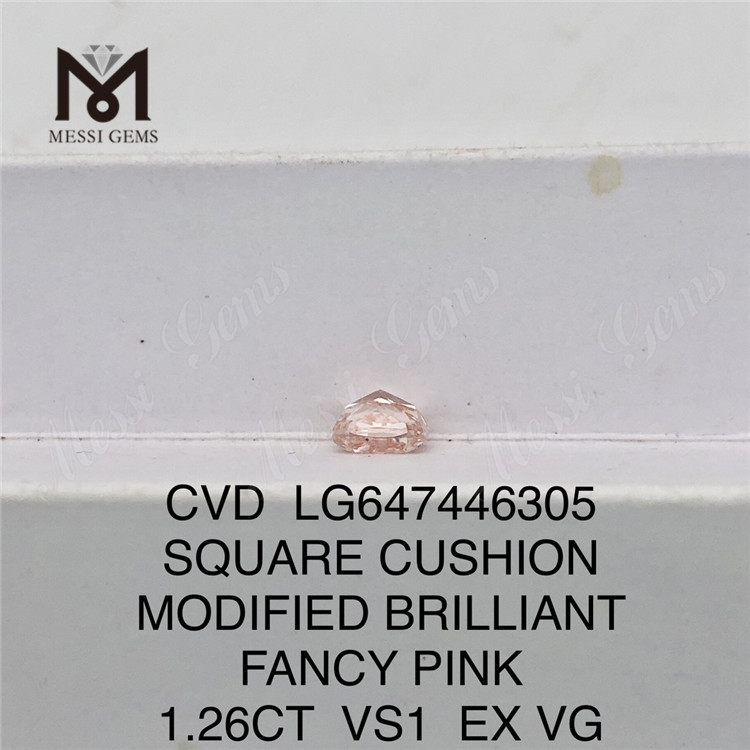 1.26CT SQUARE FANCY Pink Fabricated Diamonds CVD LG647446305 