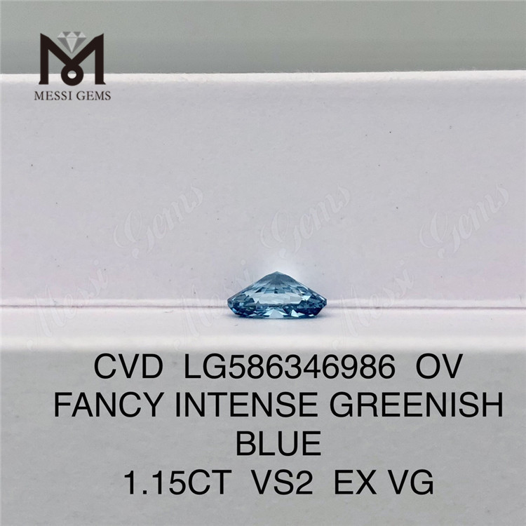 1.15CT OV FANCY INTENSE GREENISH BLUE VS2 EX VG Blue Lab Diamond CVD LG586346986