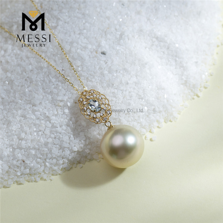 12-13mm 18K Gold Seawater Golden South Seas pearl necklace