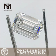 7.96CT E VVS2 emerald cut the diamond lab CVD LG611368823丨Messigems 