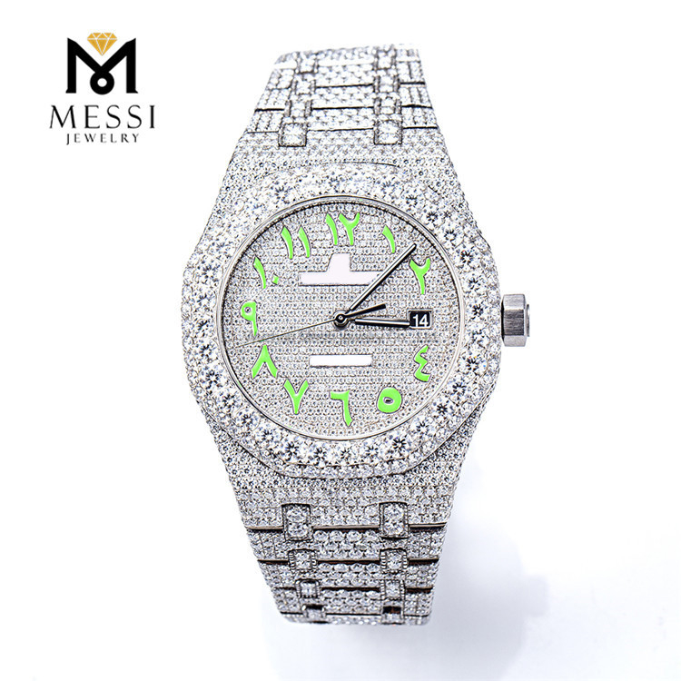 Luxury & Sparkling Moissanite Iced Out Watch Special Text Mars