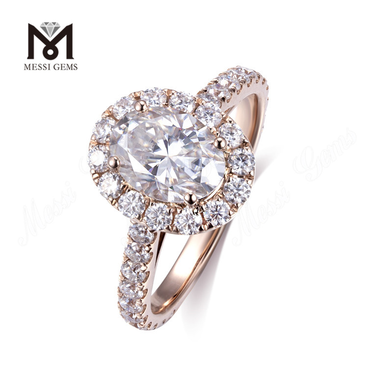 14k rose gold 2ct halo style oval diamond engagement ring fashion