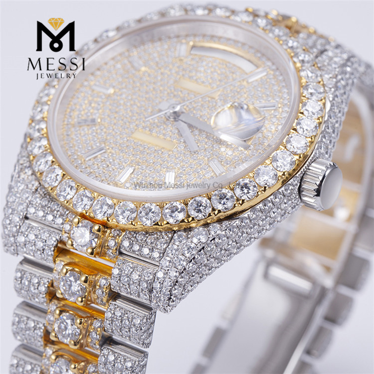 Custom Luxury 925 Silver Iced Out VVS Mens Moissanite Watch