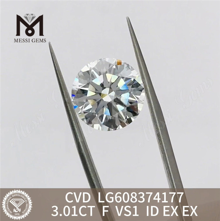 3.01CT F VS1 3ct cvd diamonds Stunning Beauty for sale丨Messigems LG608374177 