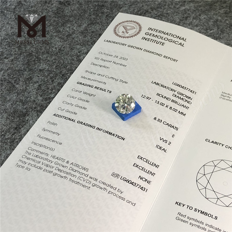 8.33ct igi certified diamond E VVS2 for Creating Custom Engagement Rings丨Messigems LG604377431