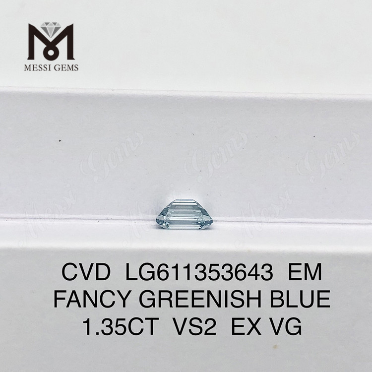 1.35CT EM VS2 FANCY GREENISH BLUE igi certified lab grown diamonds丨Messigems LG611353643 