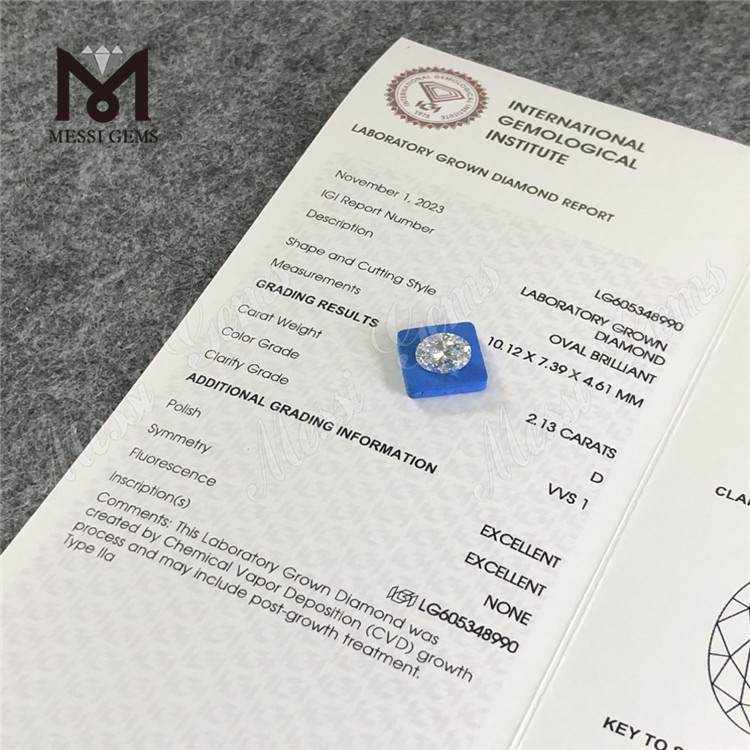 2.13CT D VVS1 IGI Certified Diamonds OVAL CVD Green Edge丨Messigems LG605348990