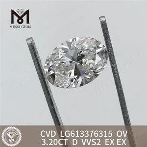 3.20CT D VVS2 CVD 3ct oval lab created diamond LG613376315 丨Messigems
