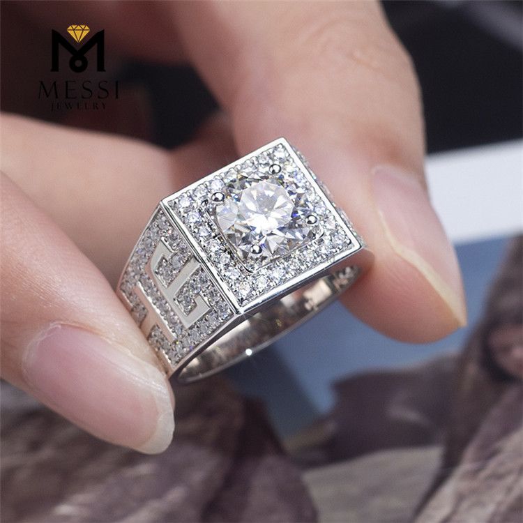 Engagement Wedding Lab Diamond Ring for Men in 10k Wedding Band Men丨Messijewelry