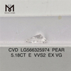 5.18CT Pear Cut Simulated Diamond E VVS2 EX VG CVD LG566325974丨Messigems 