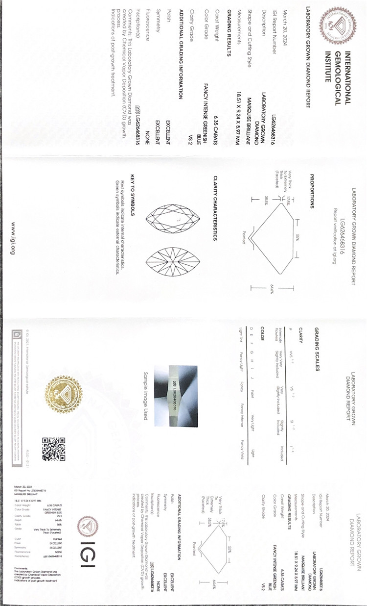 MQ blue lab created diamonds