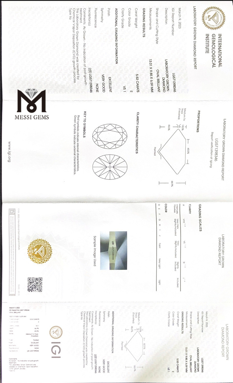 5.53ct igi loose manufactured diamonds