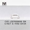 5.75ct em g vvs2 ex ex cvd lab de diamantes cultivados LG576326056 