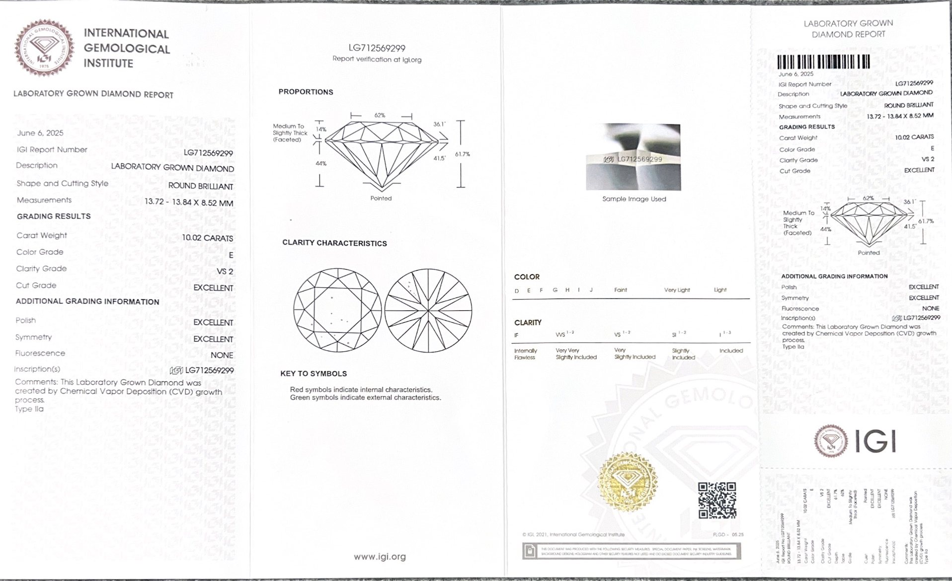 10ct vs2 3ex round igi grown diamonds