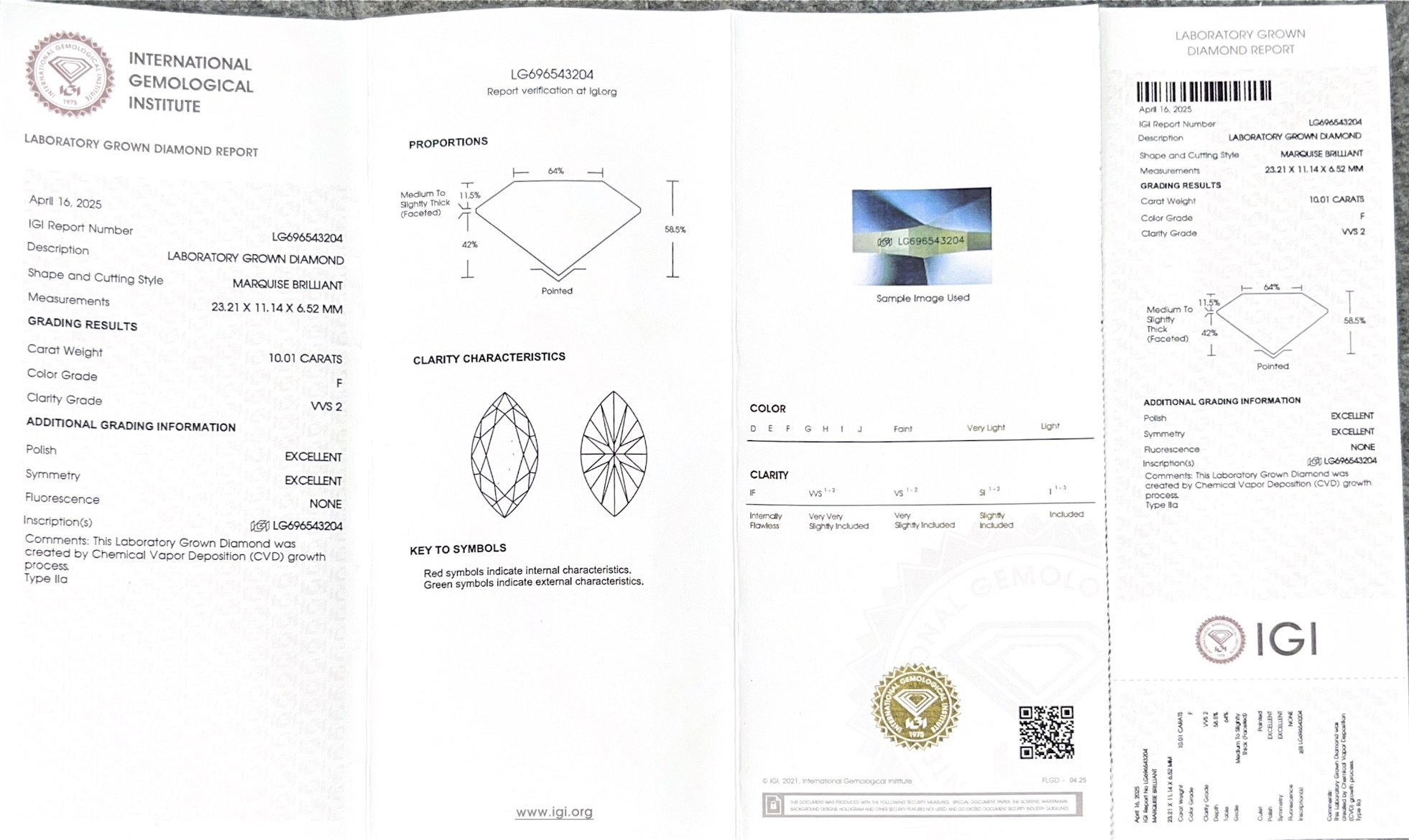 10ct f mq vvs igi simulated diamond