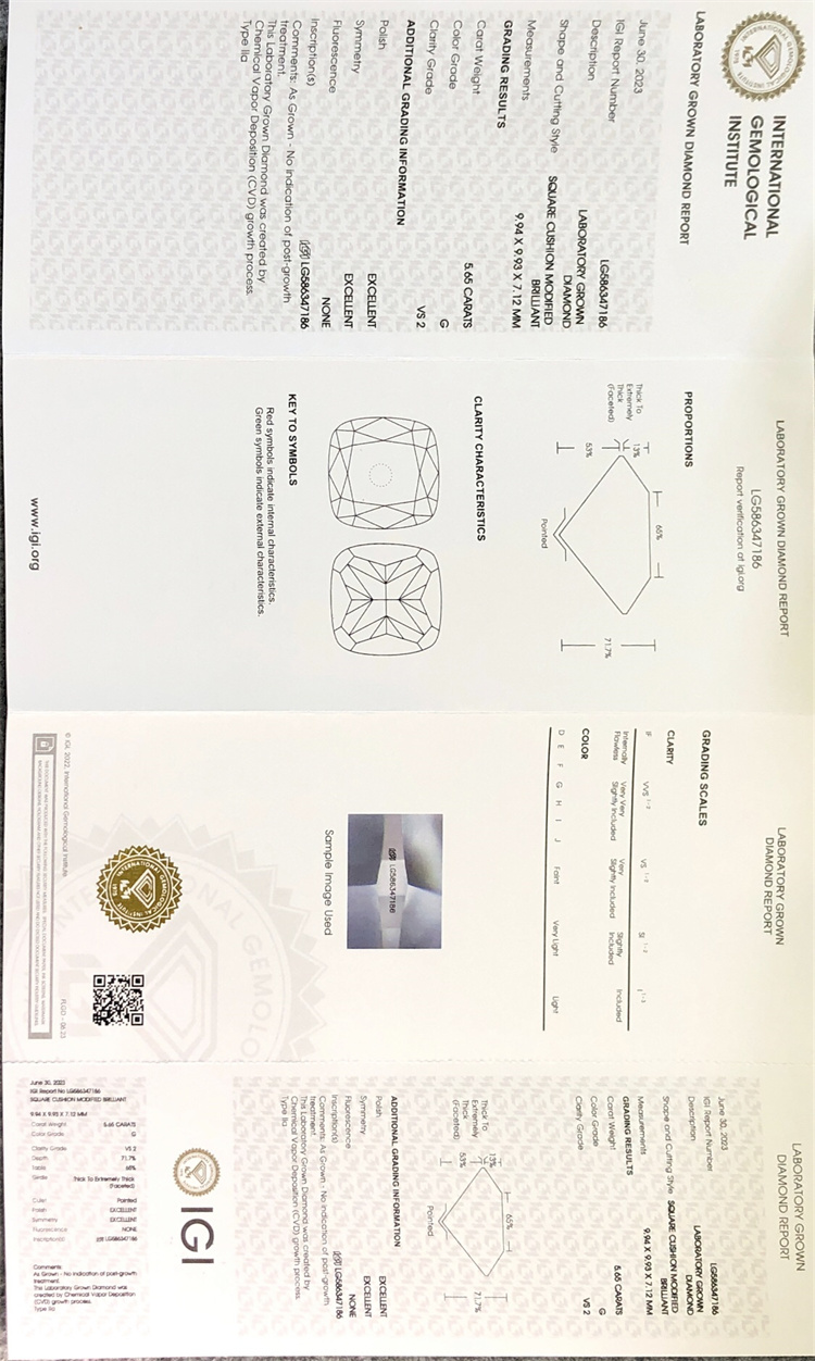 5.65ct sq igi cvd simulated diamonds