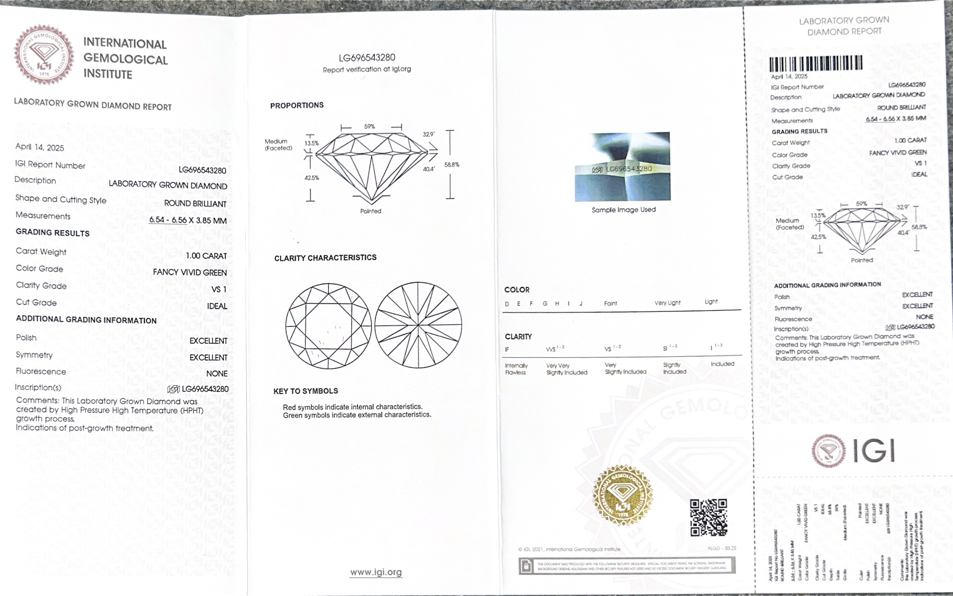 1ct light green best igi lab created diamonds