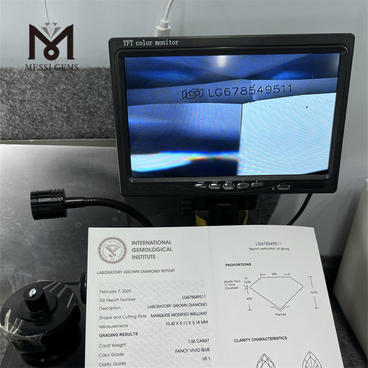 1.06CT MQ FANCY VIVID BLUE LAB GROWN DIAMOND VS1 EX VG CVD LG678549511