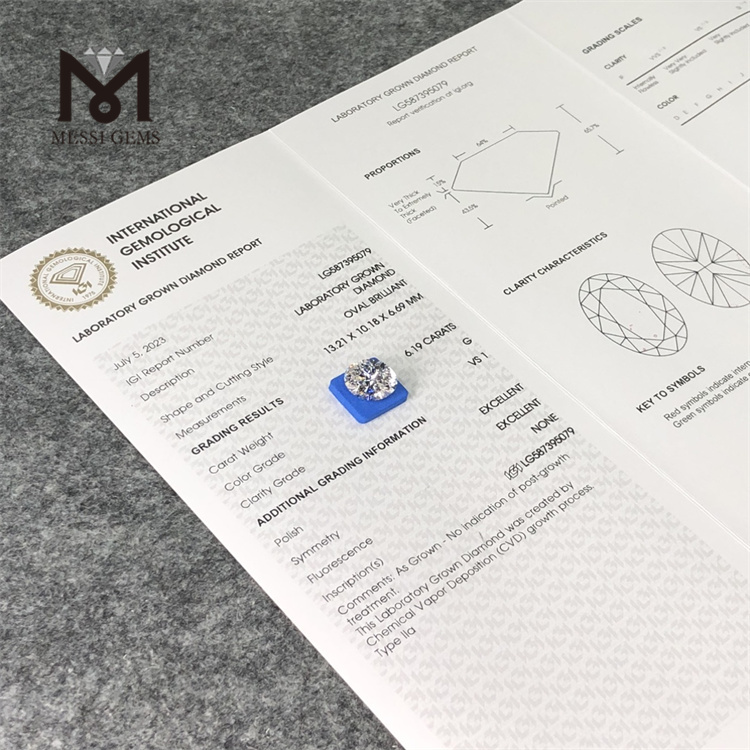 6.19CT OV Simulated Diamonds G VS1 CVD LG587395079 