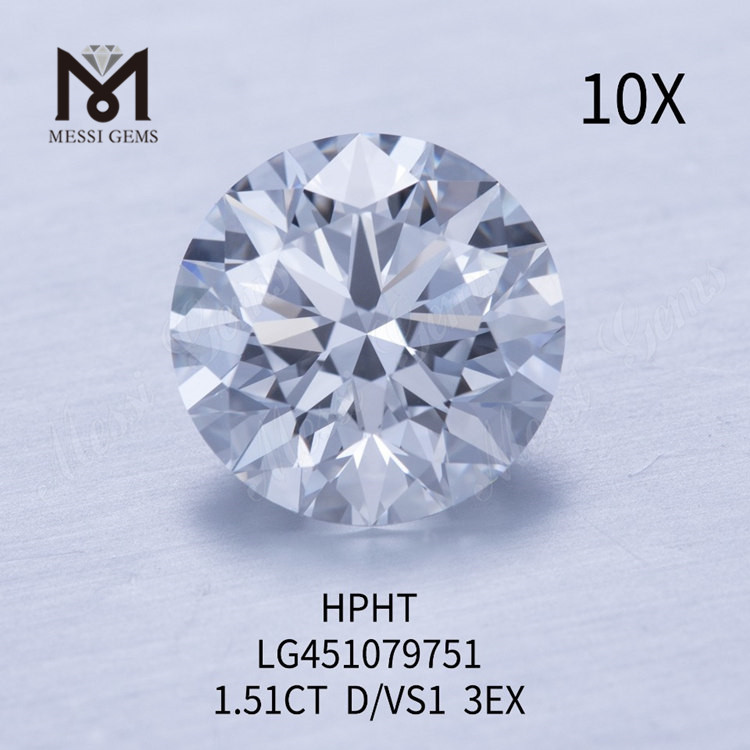 1.51 carat D Round BRILLIANT VS1 lab diamonds HPHT