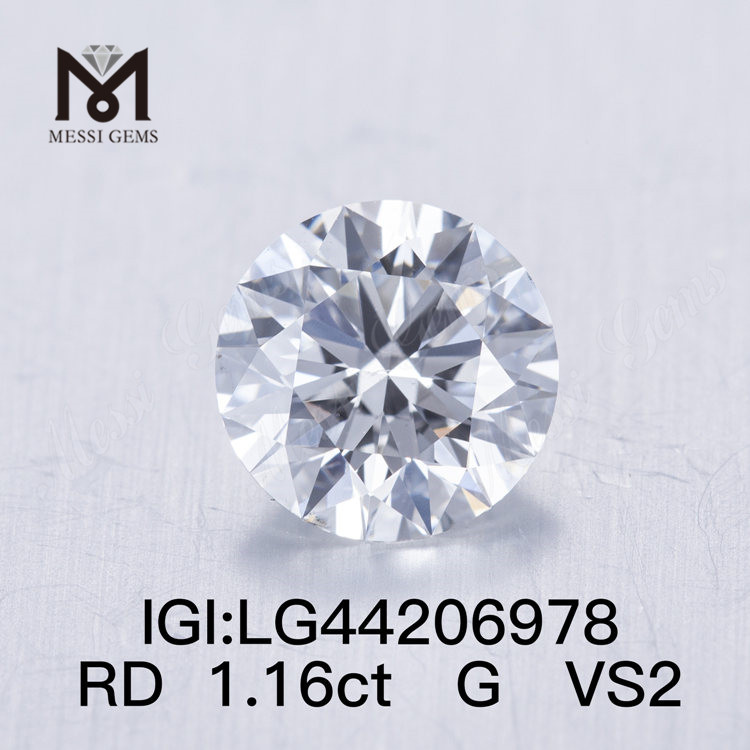 1.16 carat G VS2 Round IDEAL 2EX lab grown diamonds 1 carat