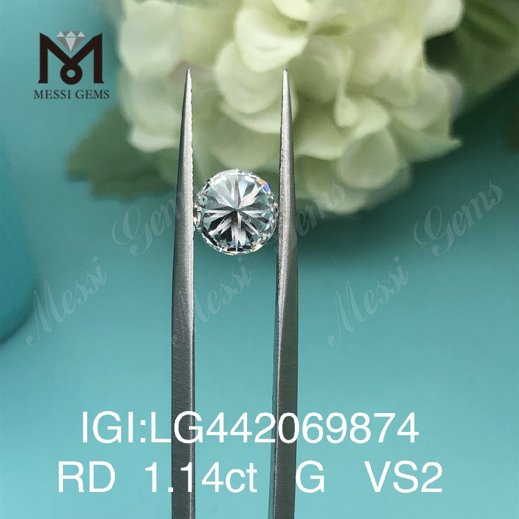 1.14 ct G VS2 IDEAL Round BRILLIANT lab grown diamond