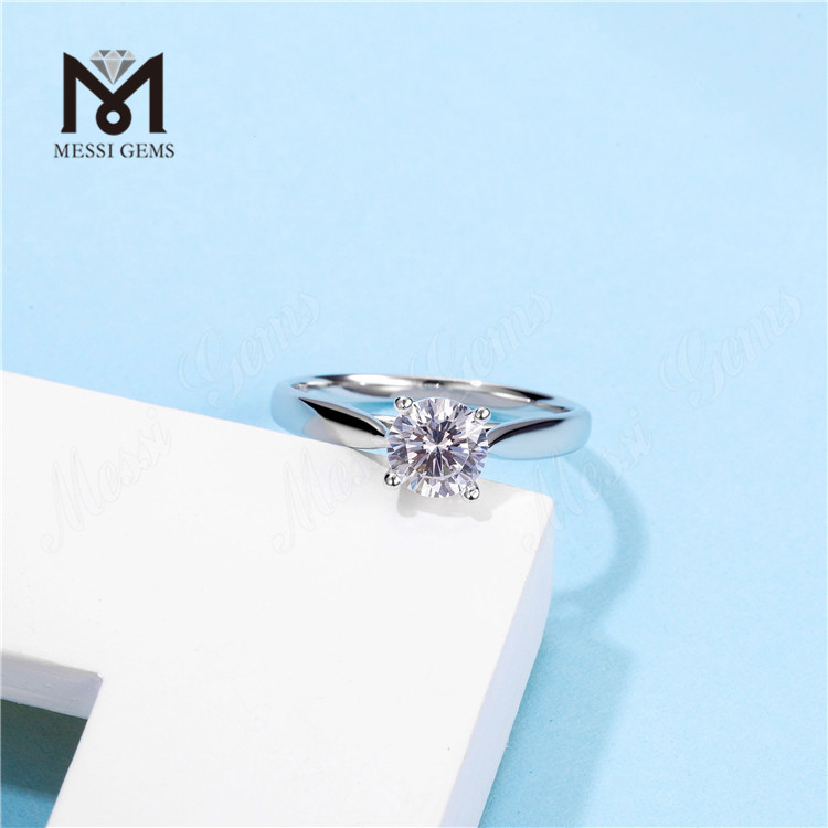 Messi Gems solitaire 1 carat moissanite diamond engagement 925 sterling silver ring