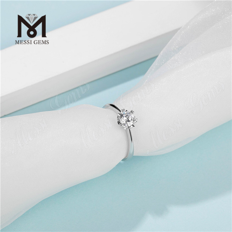 Messi Gems single 1 carat moissanite diamond dainty 925 sterling silver ring
